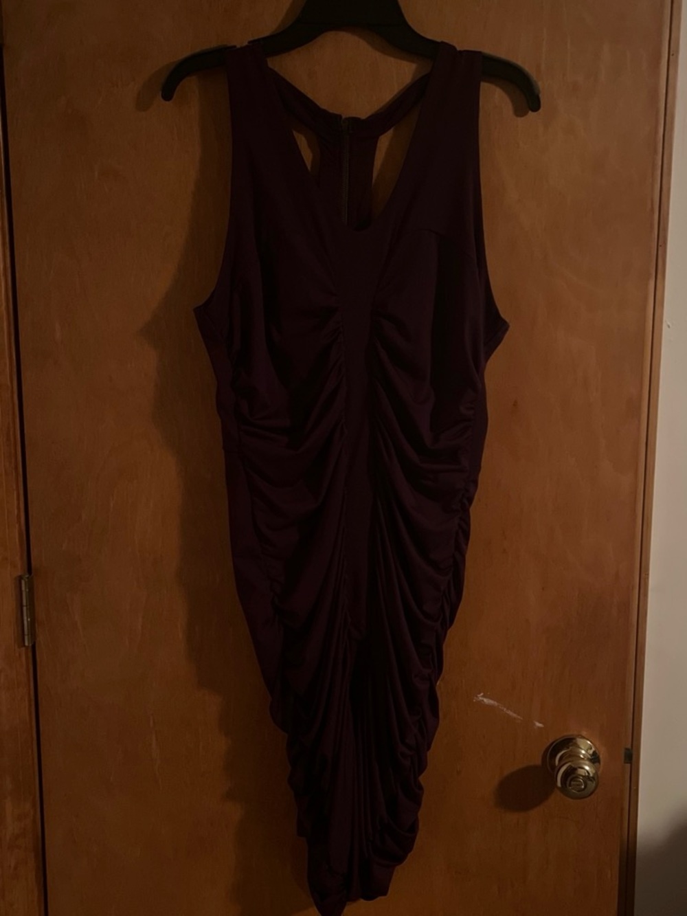 Ruched Sleeveless Bodycon Dress in Deep Plum